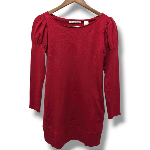 335 Laundry by Design | EUC Wine Scoop Neck Puff Soft Long Sleeve Dress (Size 4) - Picture 2 of 14